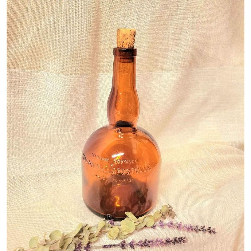 Vintage Amber Glass Liquor Bottle